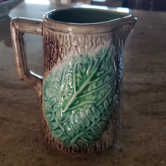 Two's Company Other - Antique Majoica Begonia Fern Leaf Rustic Tree Bark Planter Vase, Decor Pitcher